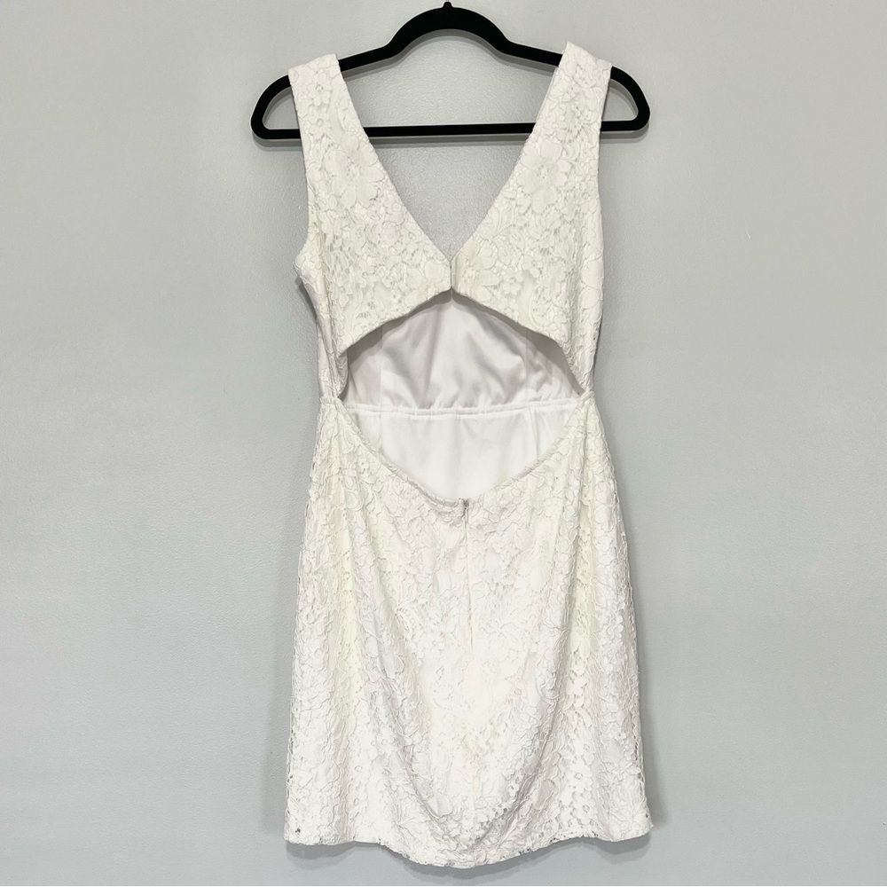 Lulu's White Lace V-Neck Cutout Mini Dress - Picture 3 of 11
